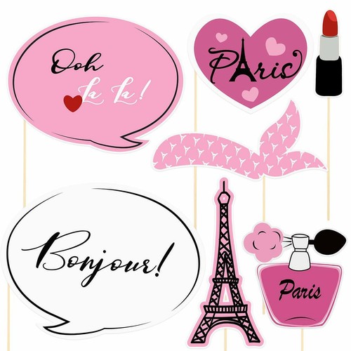 Amosfun Paris Photo Props Paris Party Photo Booth Props Kit Paris Themed Decorat