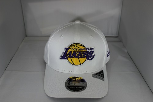BNWT White New Era Stretch Snap 9Fifty Los Angeles Lakers Snapback Cap