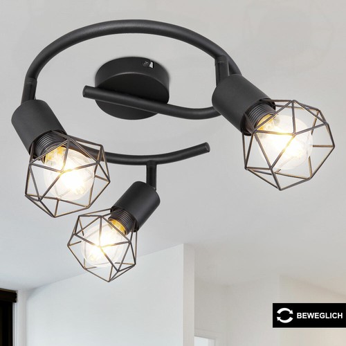 Decken Käfig Lampe Strahler Spot Rondell verstellbar Ess Zimmer Leuchte schwarz