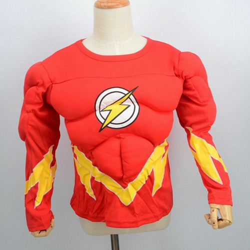 Kids The Flash Muscle Costume Superhero Fancy Dress Outfit Book Week Halloween