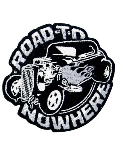 Road to Nowhere Embroidered Iron on Patch ZZtop flames Talking Heads black car 