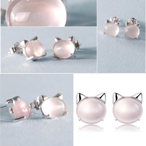 COMELY Plaqué Argent Mignon Miaou Cat Boucles d/'oreilles Poudre Cristal Boucles D/'Oreilles Clou Femme