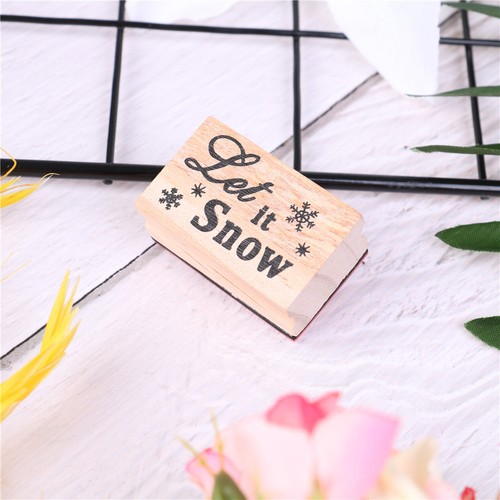 let it snow snowflake wooden stamp Christmas diy gift stamp decoration stamp GS