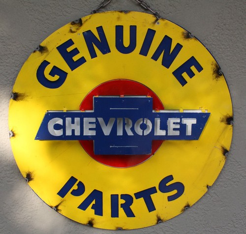 Metal CHEVY Bow Tie Sign Gas Oil Garage Man Cave Home Decor GENUINE PARTS TIN