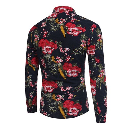 Para hombres Camisa Informal Mangas Largas de algodón mezcla floral Flamingo Blusa Camisa De Regalo