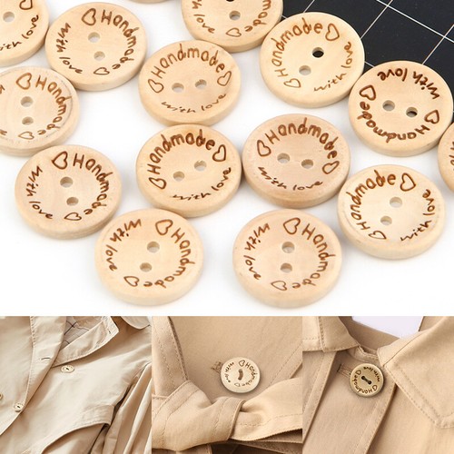 100PCS 2 Hole Clothing Sewing Accessories Decorative Natural Wooden Buttons Cute