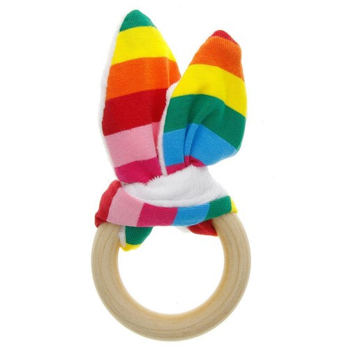 Ears Ring Teether Wood Circle With Fabric Training Sensory Newborns Toys Newly