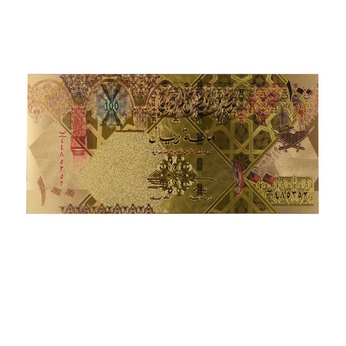 Christmas Souvenir Gifts Qatar 100 Riyal 24k Gold Plated Banknote Art Ornament