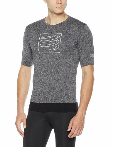 Compressport Homme Entraînement à Manches Courtes T-Shirt Grey Melange