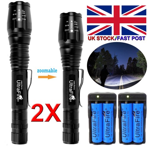 Rechargeable 90000LM T6 LED High Power Torch Flashlight Lamps Light /& Charger#