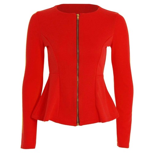 Womens Ladies Peplum Ruffle Plus Size Tailored Blazer Jacket Top Size 8-26zip