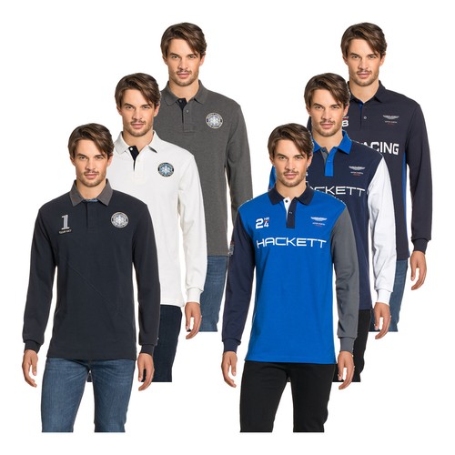 Hackett London Hommes Polo US Manches Longues Sweat Shirt Polo