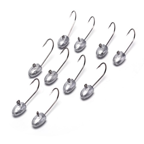 10x Exposed Lead Jig Head 3g Barbed Hook Soft Lure Jigging Hook Fishing HooUUMW