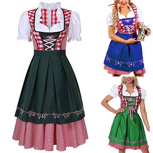 Women Dress German Oktoberfest Bavarian Beer Wench Costume Outfit Fancy Dresses