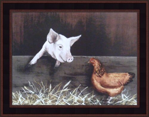 BACON AND EGGS by Billy Jacobs FRAMED PRINT PICTURE 15x19 KITCHEN Pig Chicken