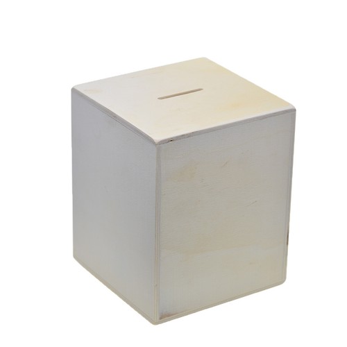 Wooden Blank Cuboid Coin Money Bank Saving Box Case for DIY Painting Craft