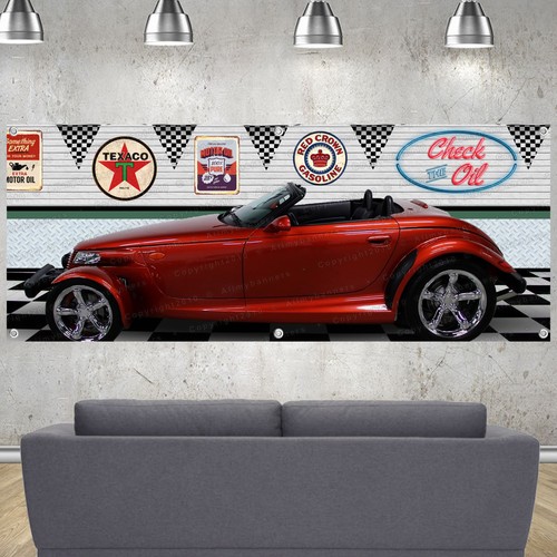 gar 2001 plymouth prowler metallic orange garage scene banner sign art mural
