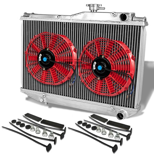 COROLLA AE86 SR5 GT-S MT//MANUAL TWO//DUAL ROW//CORE ALUMINUM RADIATOR+10/" RED FAN