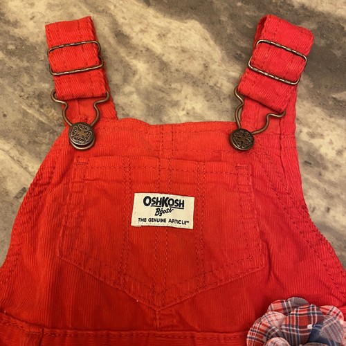 Details about / OSHKOSH B/'Gosh Girls 18 Months Red Corduroy Flower Ruffle Jumper Dress Tulle