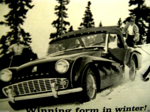 1960 Triumph TR 3 Winning Form In Winter-Original Print Ad 8.5 x 11/"
