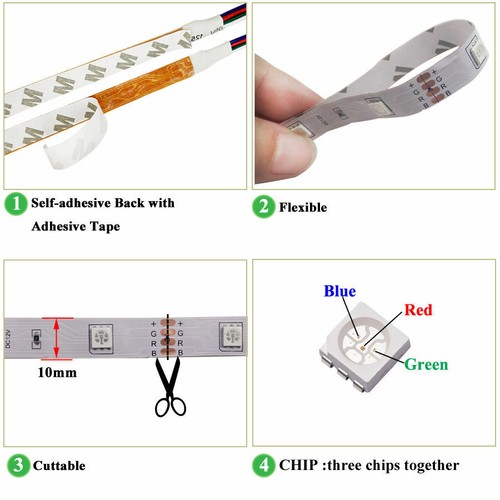 1-5m Set SMD 5050 LED Strip Streifen Band Stripe Lichterkette RGB wasserdicht DE