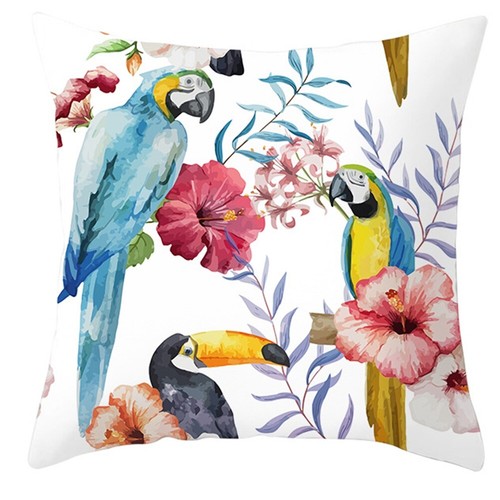 Tropical Plant Print Polyester Throw Pillow Case Sofa Cushion Cover Home Decor