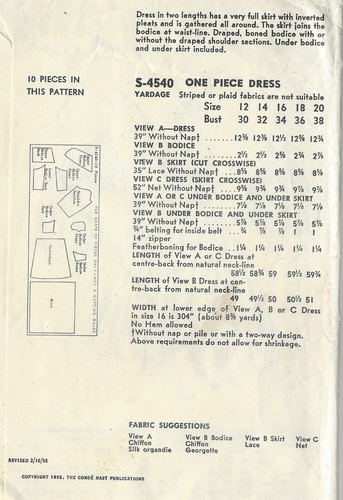 1349 1954 Vintage VOGUE Sewing Pattern B36 DRESS