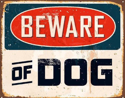 BEWARE OF DOG METAL TIN SIGN POSTER WALL PLAQUE