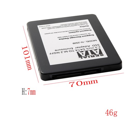 2.5/" SATA to M.2 SSD adapter card with 7 mm thickness aluminum case SATA
