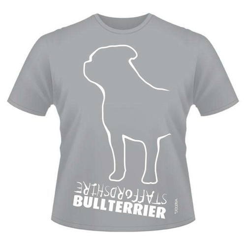 Round-Neck Style Dogeria Design Staffordshire Bull Terrier Dog Breed T-Shirts