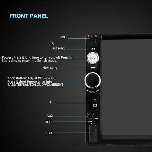 7/" Bluetooth Touchscreen Double 2Din In dash Car Stereo Radio Mp3 MP5 Player BP