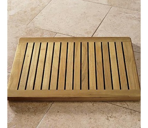 TEAK WOOD RECTANGLE DOOR SHOWER SPA BATHROOM FLOOR MAT INDOOR OUTDOOR 24/" x 18/"
