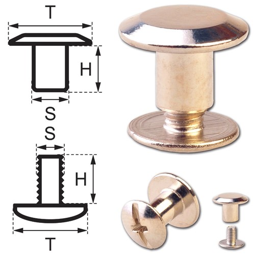 50 Schraubnieten Gürtelschrauben Buchschrauben Chicago screw nickel-glänzend 5MM