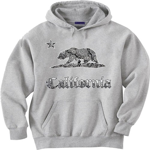 California Flag hoodie sweatshirt california bear decal sweat shirt for men gray
