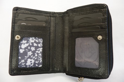 Ladies Leather Purse Wallet Bibliothèque multimédia Black with Large Coin Pocket RFID Proof