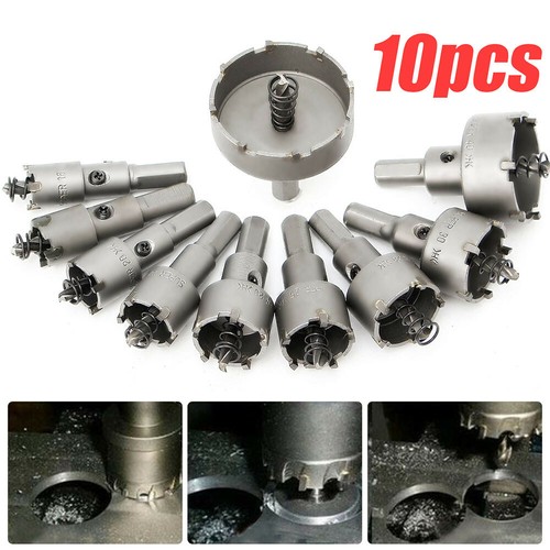 10PC Carbide Tip TCT Hole Saw Cutter Drill Bit Set For Steel Metal Alloy 16-53mm