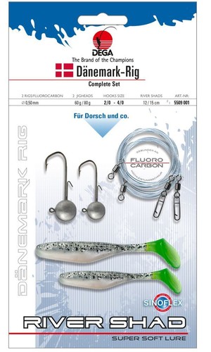 DEGA Denmark-Rig-Set komplett Vorfach,Jig´s,Shad´s Farbe green