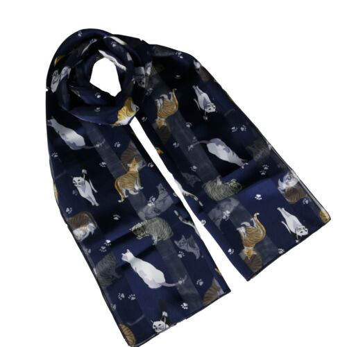 Cats Print Silky Satin Soft Ladies Scarf Shawl Wrap
