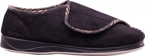 Padders CHRIS Mens Microsuede Warm lined Touch Close Wide Fit Slippers Black