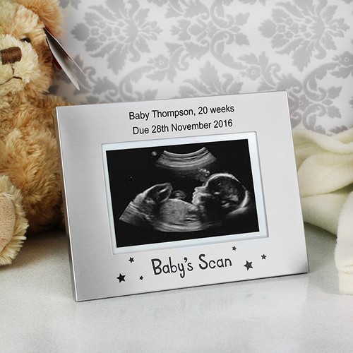 Personalised Baby Scan Photo Frame.5 x 3 Silver Frame Baby Surprise Gift