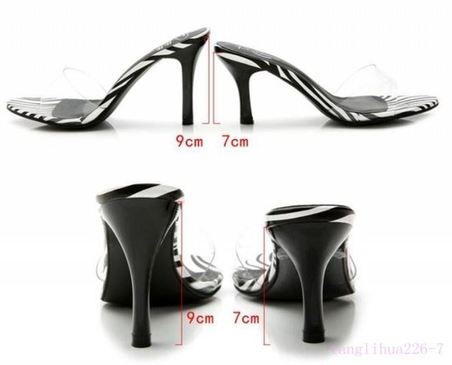 Womens Slingback Stilettos Slides Mules High Heel leather Sandal Slipper Shoes F