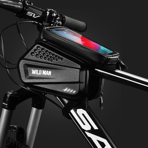WILD MAN Bicycle Cycling Bike Front Top Tube Frame Bag Waterproof Phone Holder