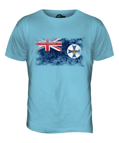 QUEENSLAND DISTRESSED FLAG MENS T-SHIRT TOP GIFT SHIRT CLOTHING JERSEY