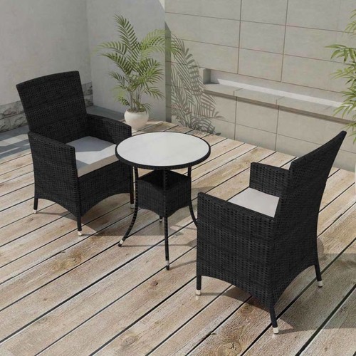 Essgruppe Sitzgruppe Gartenmöbel Garnitur Poly Rattan Braun//Schwarz vidaXL 5tlg