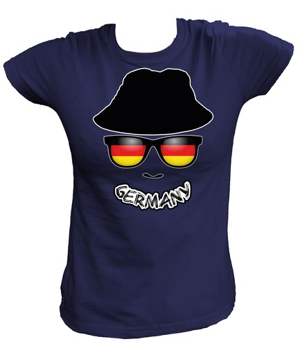 Damen T-Shirt FAN FLAG FLAGGE FAHNE Deutschland Germany Allemagne D Fußball