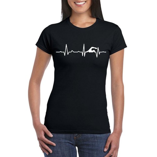 Swimmer Swimming pool Heart Love Beat Funny Printed Women T shirt