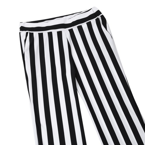 Damen Hose Leggings Slim Fit Streifen Retro Schlaghose Disco Tanz Party Clubwear