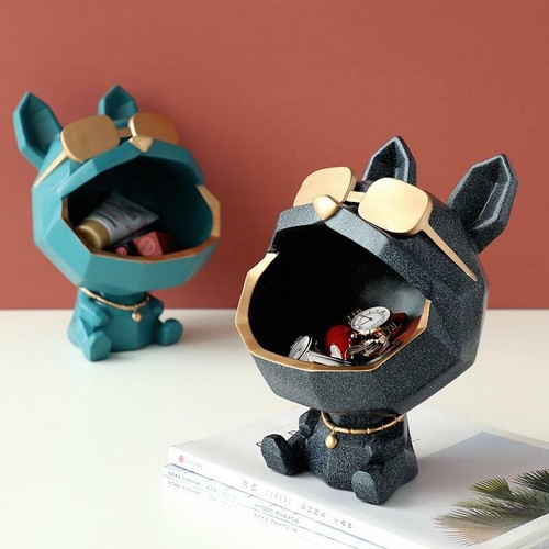Dog Animal Statue Desk Home Decor Storage Figurine Sculpture Box for Table Art