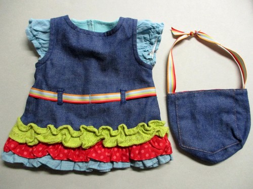 Jean Purse American Girl Bitty Twins 2006 Girls #2 Denim Jumper /& Tee Outfit