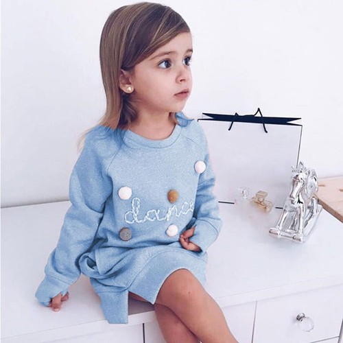 Lovely Toddler Kids Baby Girl Stripe Princess Sweatshirt Dress Outfits Tracksuit